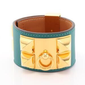 HERMES Green Leather Bracelet